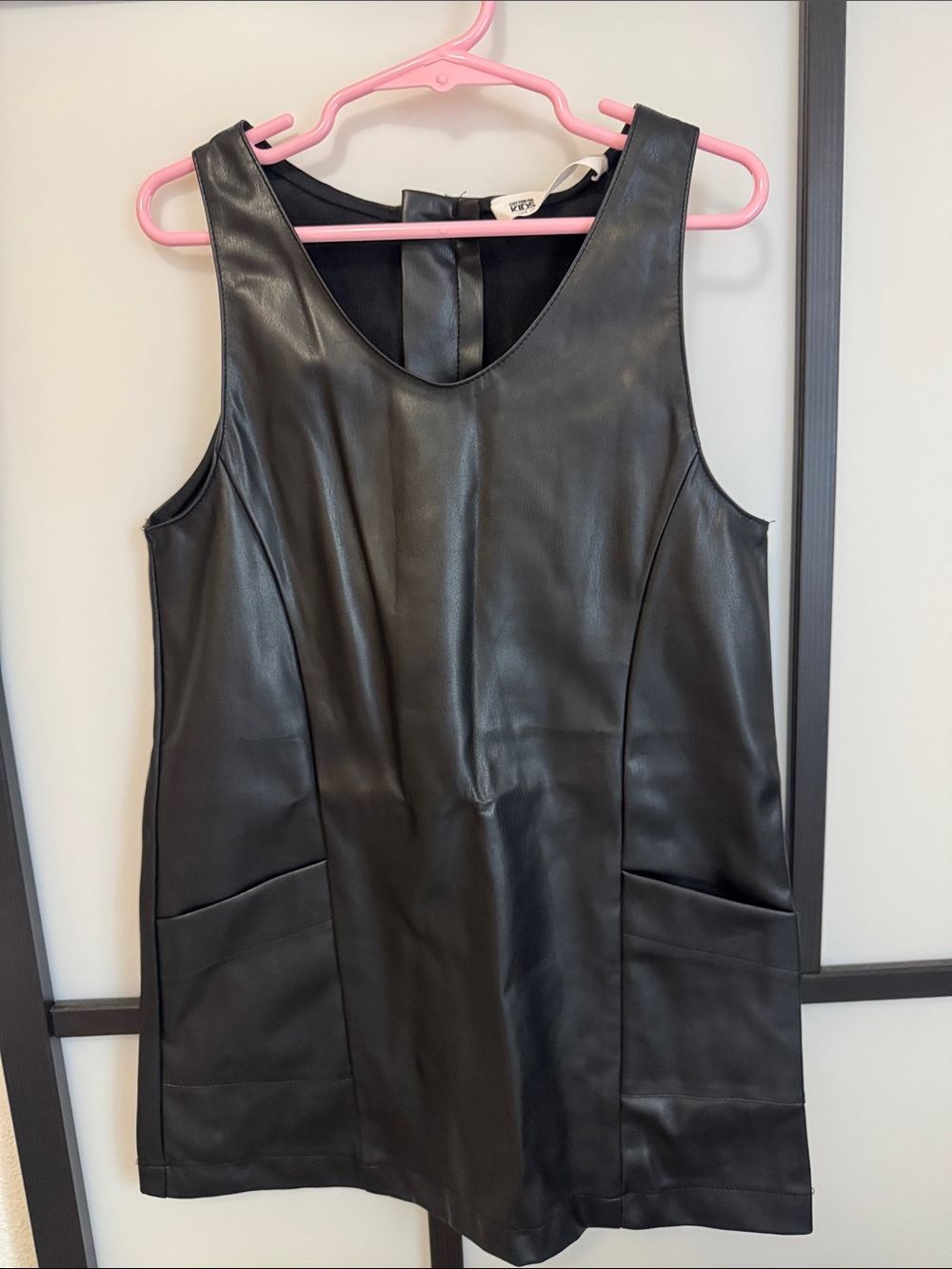Cotton On Black Faux Leather Sleeveless Vest Dress